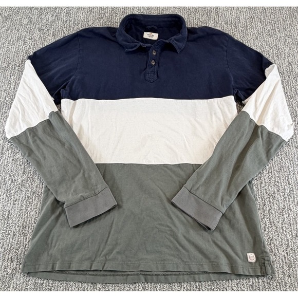 Marine Layer Other - Marine Layer Polo Shirt Mens Large Blue Colorblock Long Sleeve Organic Cotton